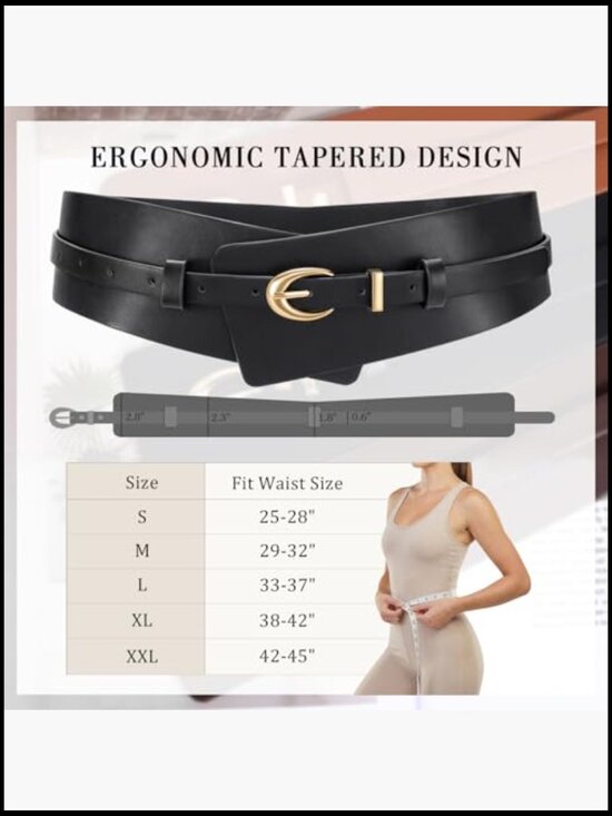 Women\'s Wide PU Leather Belt 2-in-1 Waistband with Skinny Belt for Dress Suits
